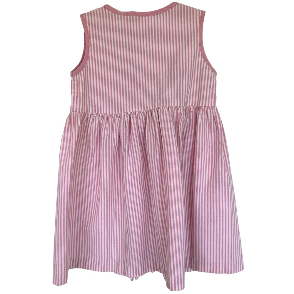 Ruth Scharf Striped Dress Girls 6X Pink Vintage Button Front Sleeveless USA - Picture 4 of 7